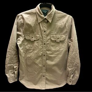 Lauren Ralph Lauren Beige Cotton Shirt snap vintage S